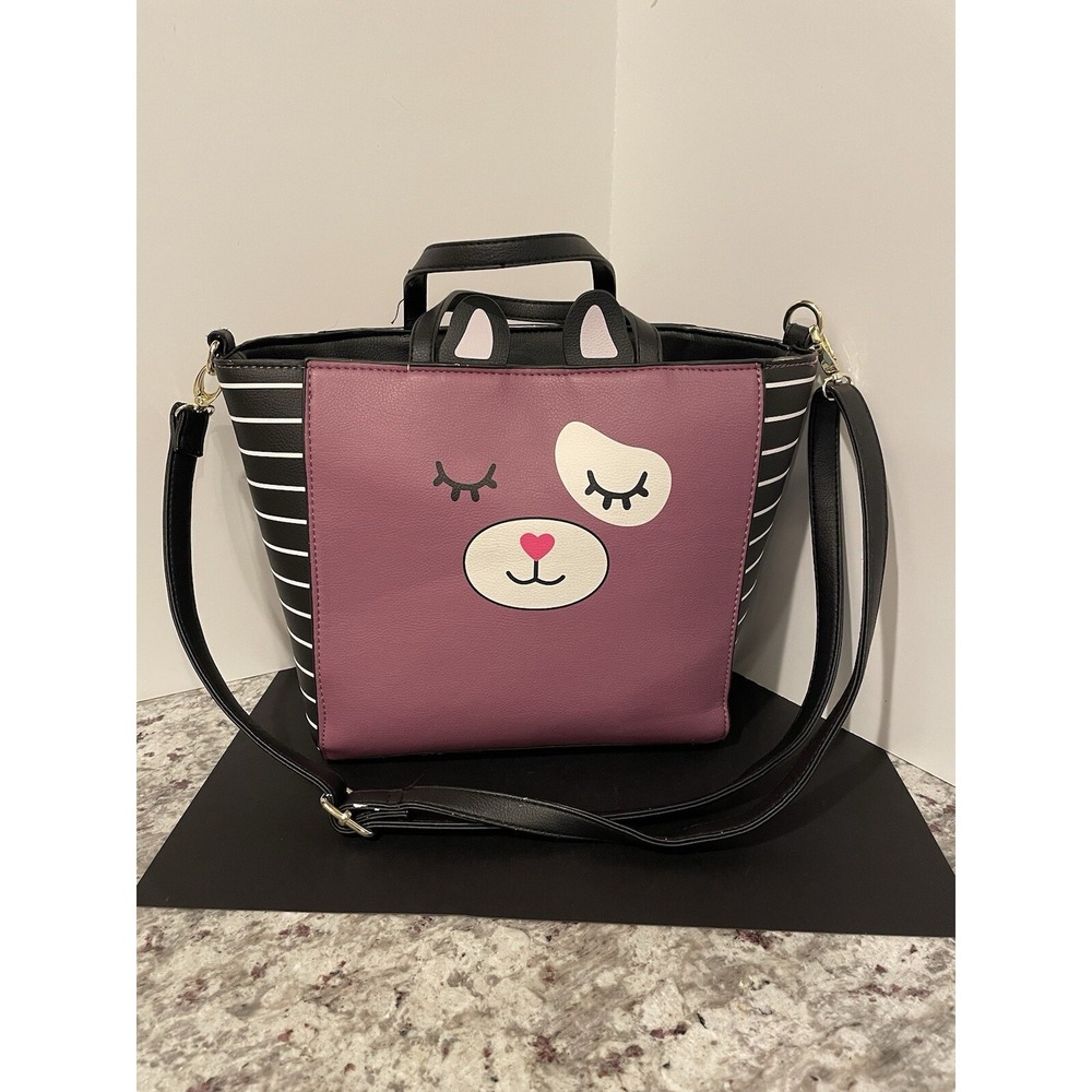 Luv Betsey Johnson Sleeping Cat Shoulder Bag Long/Short Straps Satchel Purse